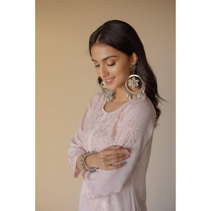 Old Marigold Lulu Light Pink Modal Hand Embroidered Chikankari Kurta