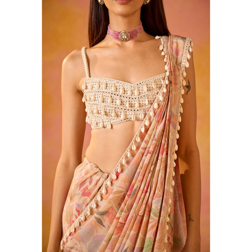 Old Marigold Nihaar Cowrie Shell Embroidered Stitched Blouse
