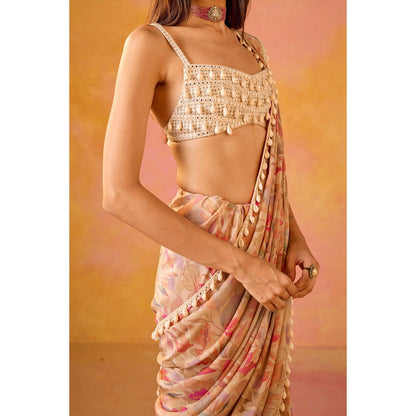Old Marigold Nihaar Cowrie Shell Embroidered Stitched Blouse