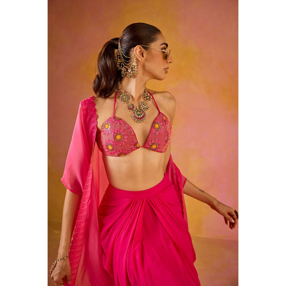 Old Marigold Chandani Hot Pink Embroidered Bikini Style Stitched Blouse