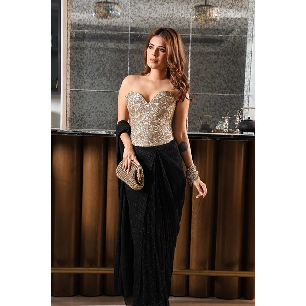 Old Marigold Maryam Gold Embroidered Fitted Corset