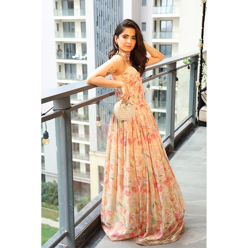 Old Marigold Jamila Ivory Corset Muslin Lehenga with Blouse and Dupatta