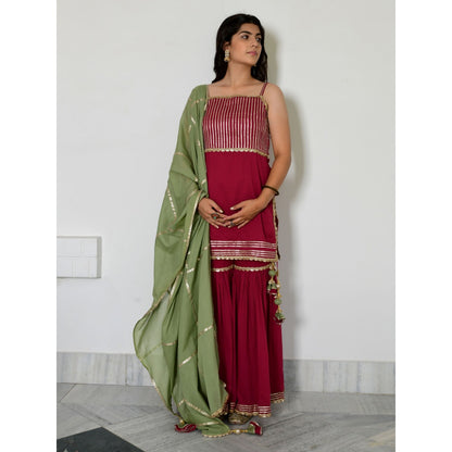 OMAANA Gulab Sohini Sharara Set (Set of 3)