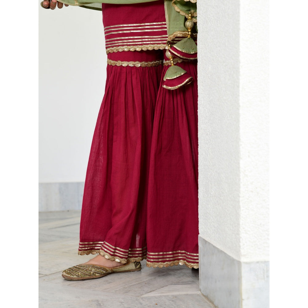 OMAANA Gulab Sohini Sharara Set (Set of 3)