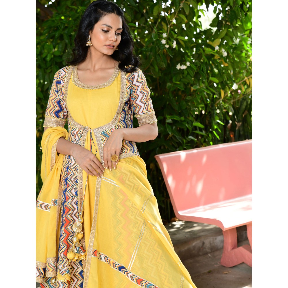 OMAANA Padmini Anarkali Suit Set (Set of 3)