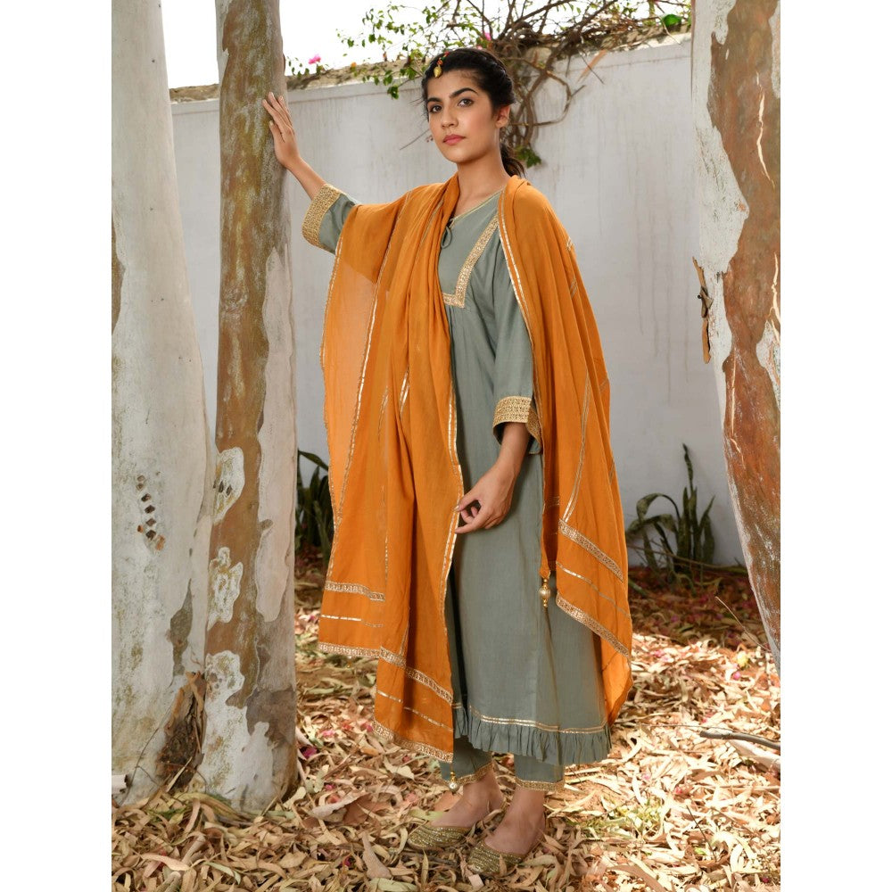 OMAANA Grey Haseena Kurta Set (Set of 3)