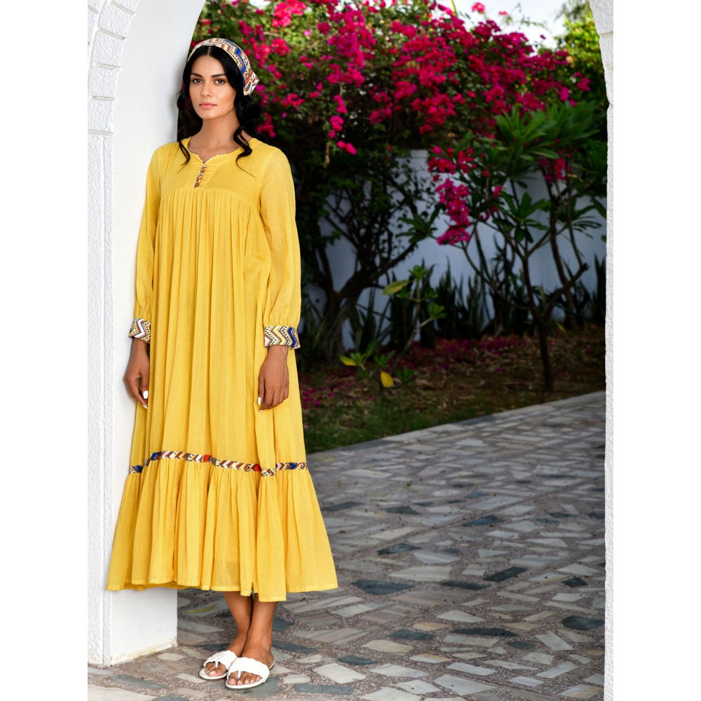 OMAANA Layla Yellow Coloured Long Dress