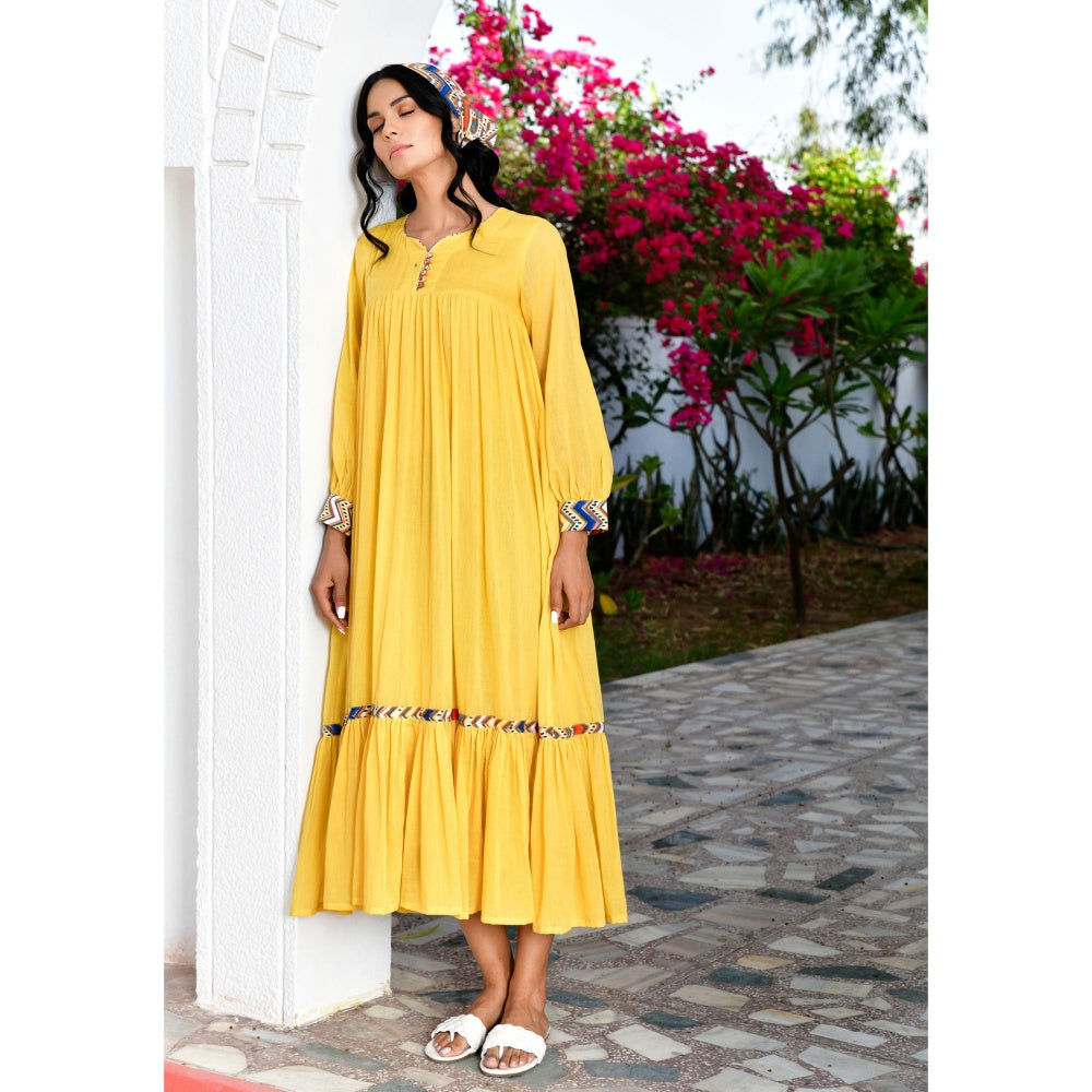 OMAANA Layla Yellow Coloured Long Dress