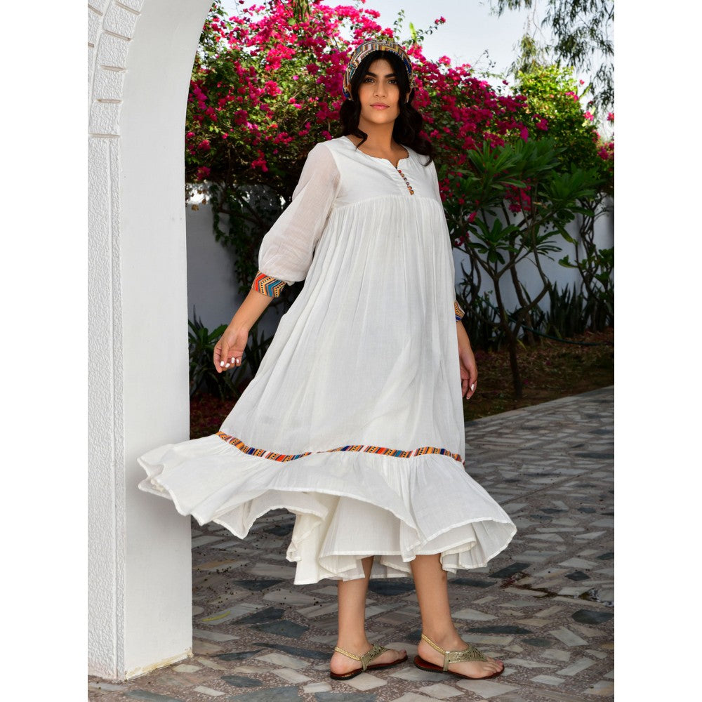 OMAANA Layla White Coloured Long Dress