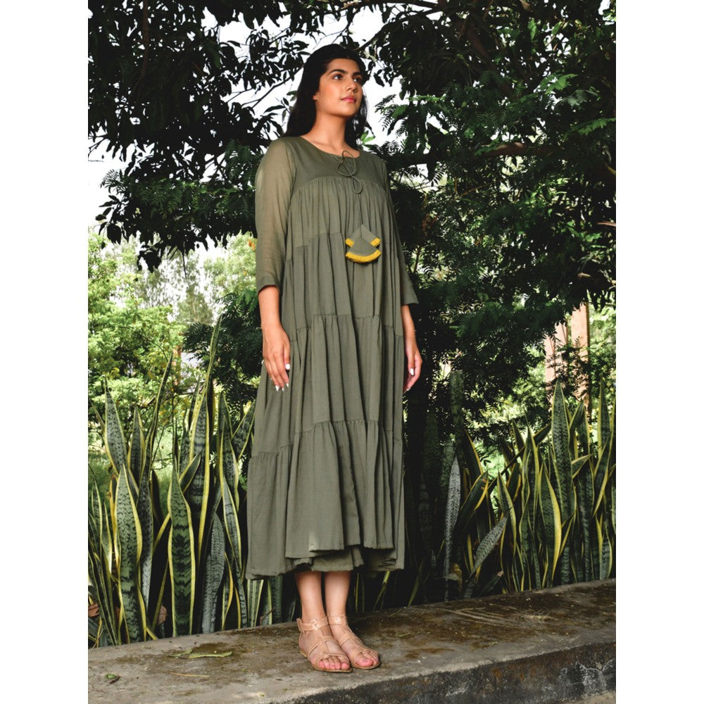 OMAANA Green Summer Tales Tassel Dress