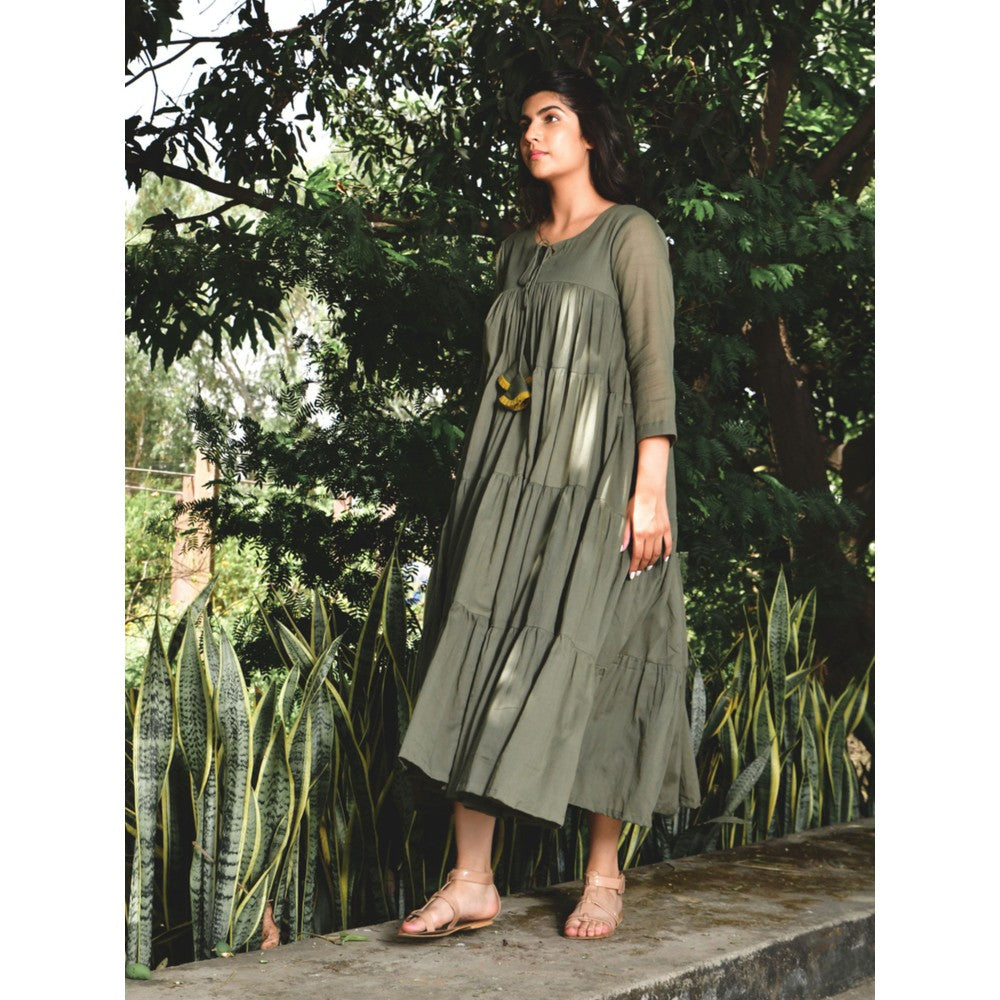 OMAANA Green Summer Tales Tassel Dress