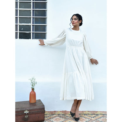 OMAANA White Noise Balloon Sleeves Long Dress