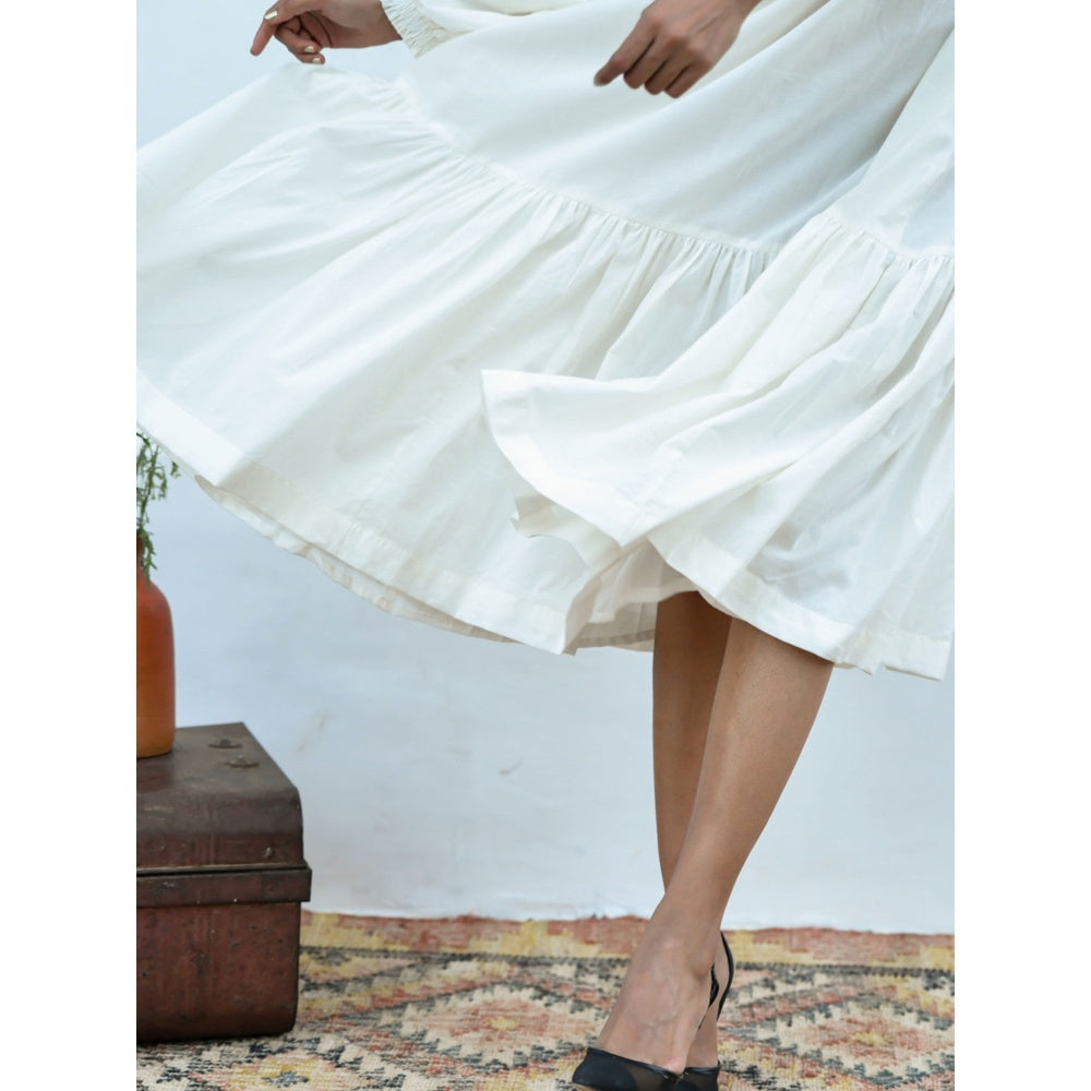 OMAANA White Noise Balloon Sleeves Long Dress