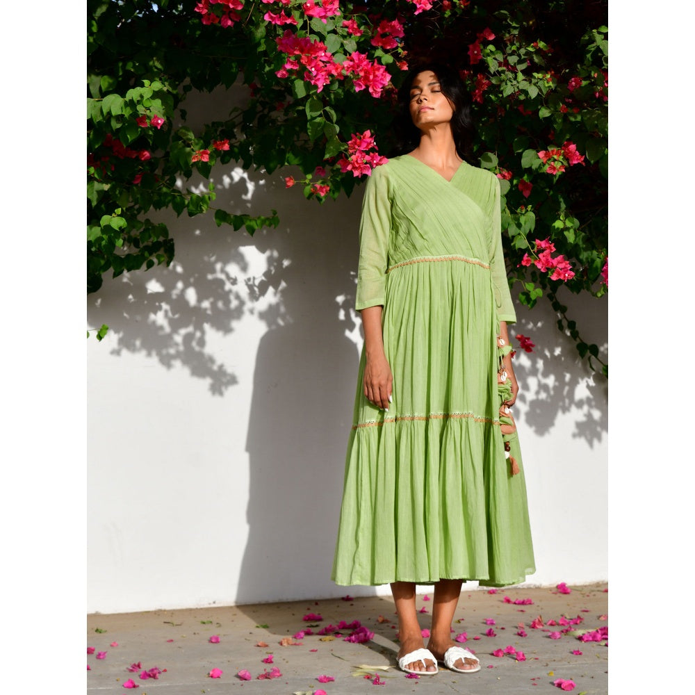 OMAANA Grapevine Green Angarkha Dress