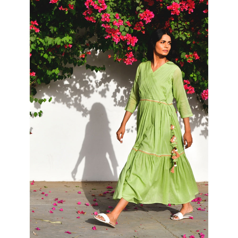OMAANA Grapevine Green Angarkha Dress