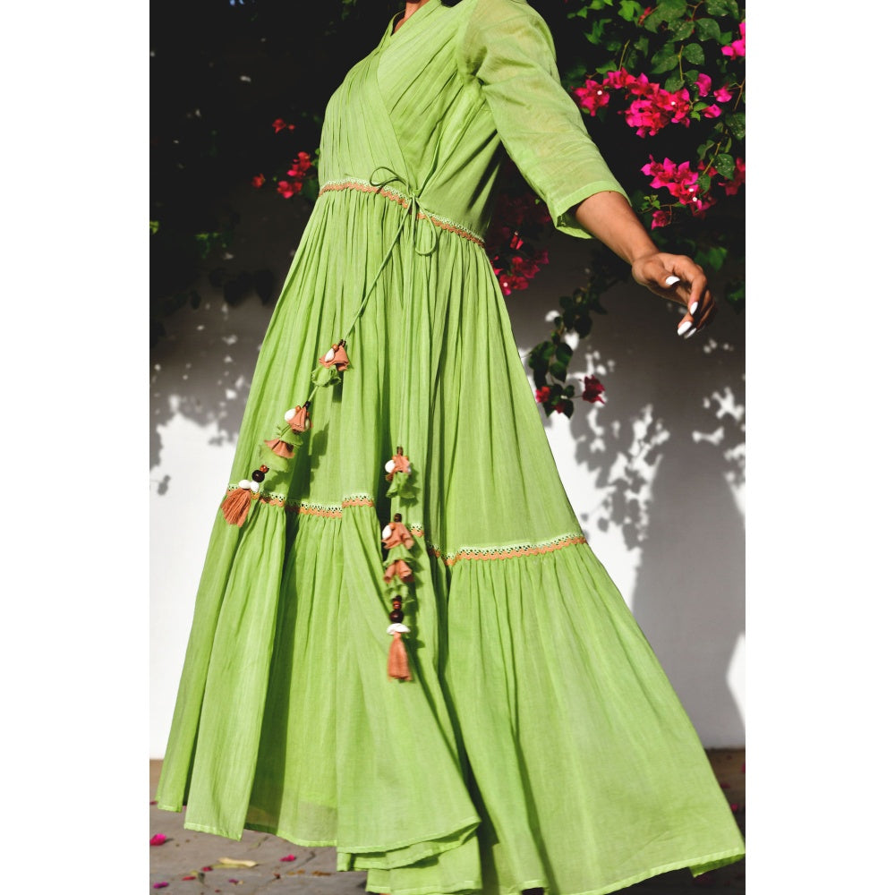 OMAANA Grapevine Green Angarkha Dress