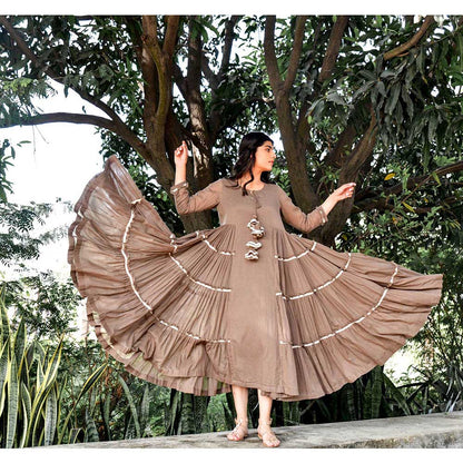 OMAANA Choco Brown Delight Tiered Dress