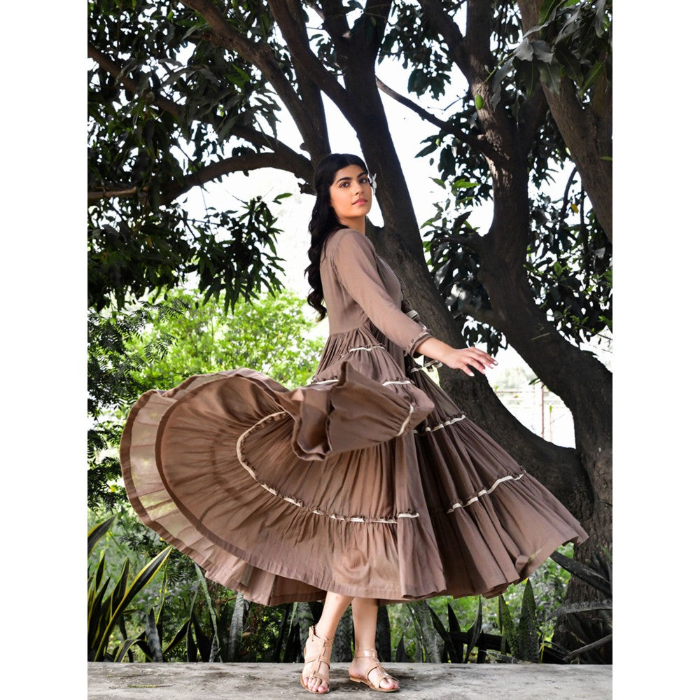 OMAANA Choco Brown Delight Tiered Dress