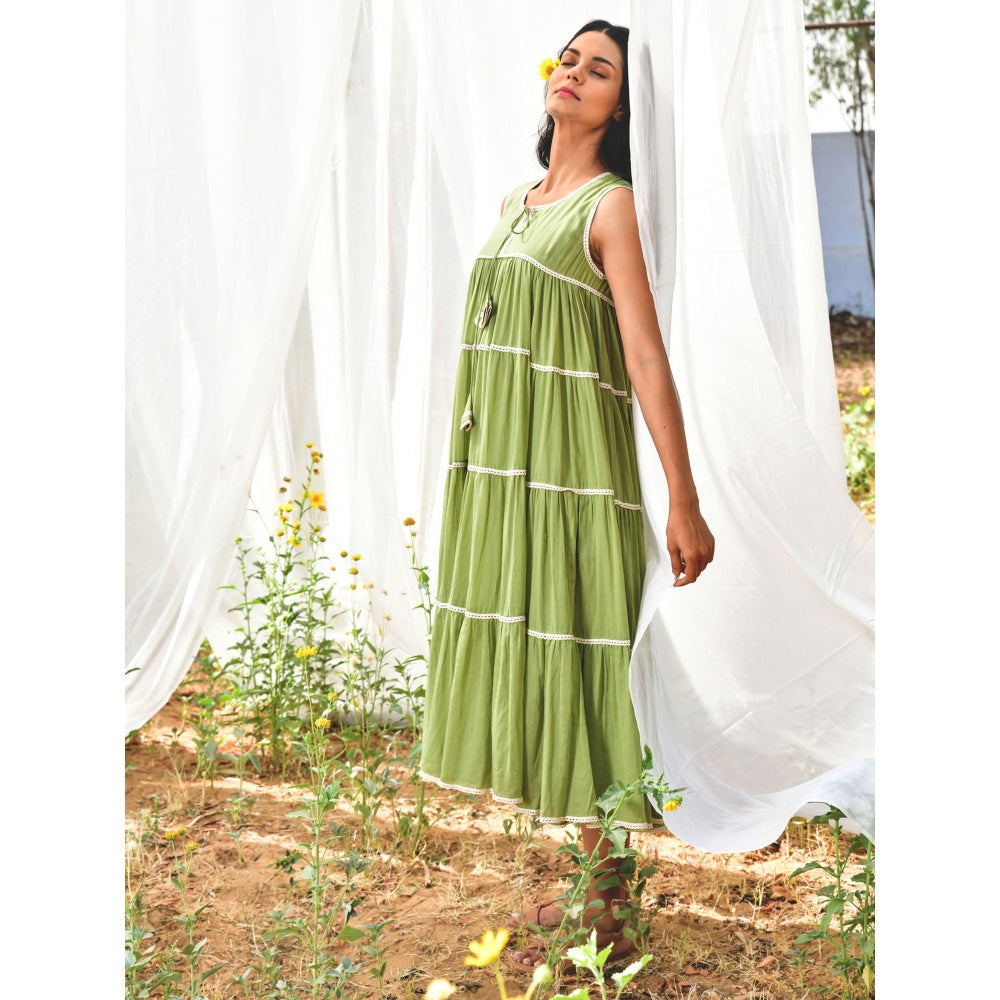 OMAANA Green Summer Breeze Tassel Dress