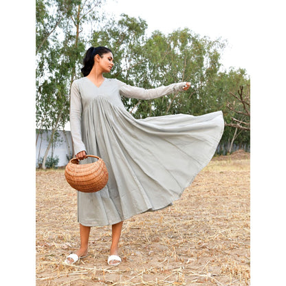OMAANA Grey Cloudy Days Breezy Dress