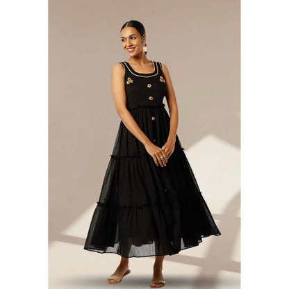 OMAANA Black Summer Bloom Maxi Dress