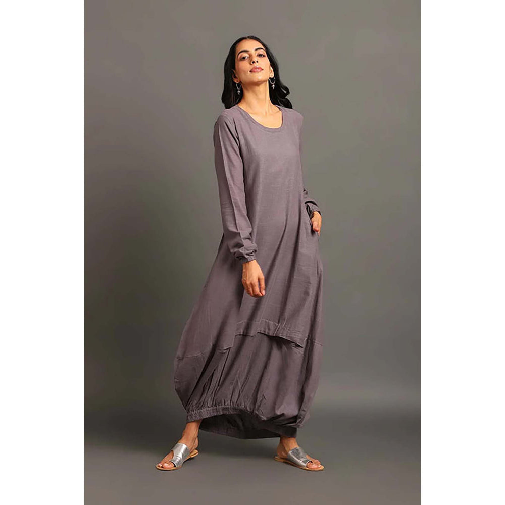 OMAANA Grey Boho Balloon Maxi Dress