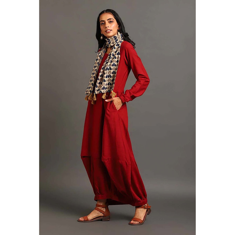 OMAANA Maroon Boho Balloon Maxi Dress