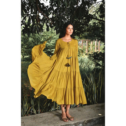 OMAANA Mustard Summer Tales Maxi Dress