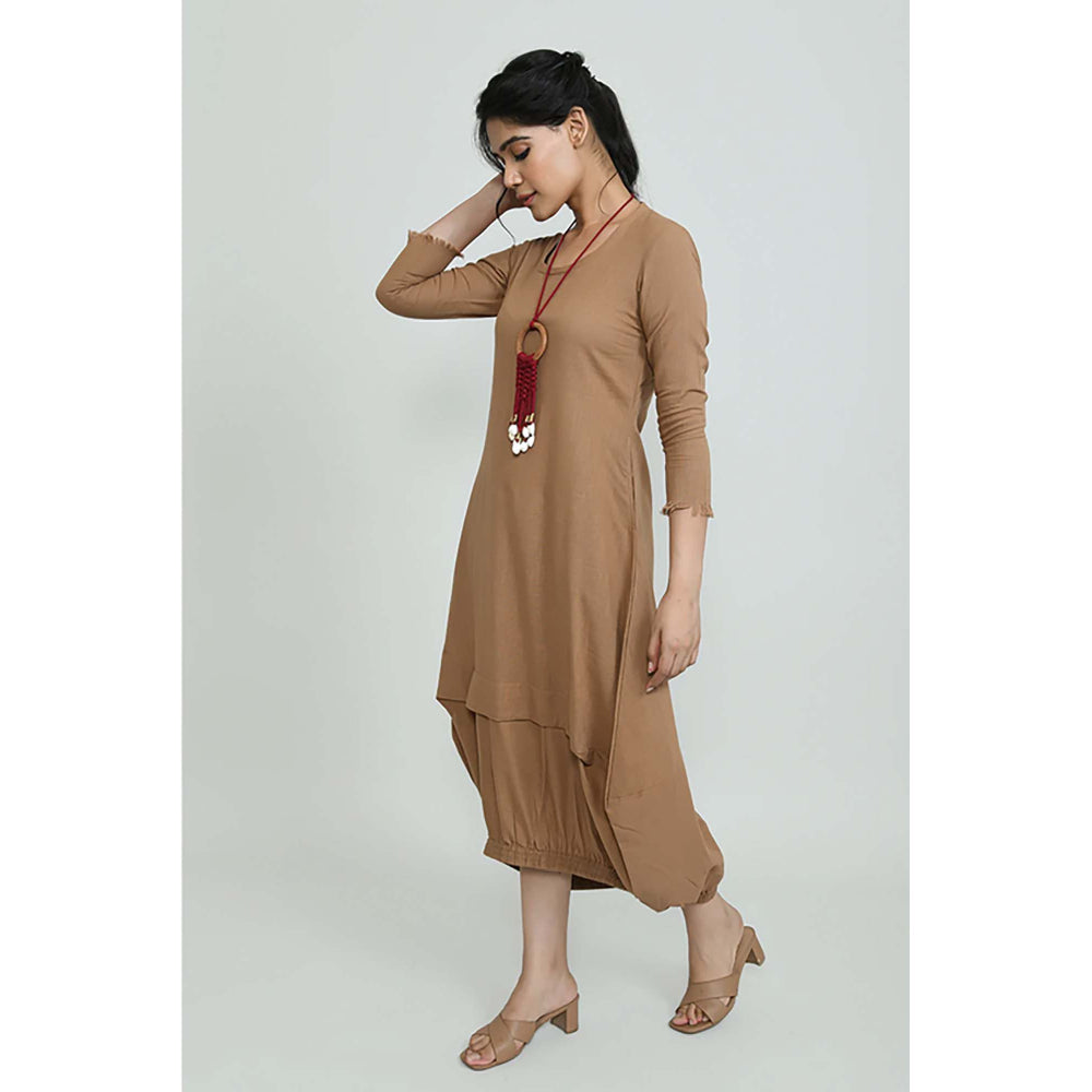 OMAANA Sand Boho Balloon Maxi Dress