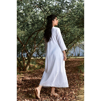 OMAANA White Sufi Aza Boho Maxi Dress