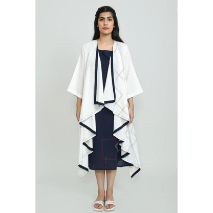 OMAANA White Waterfall Dress with Shrug