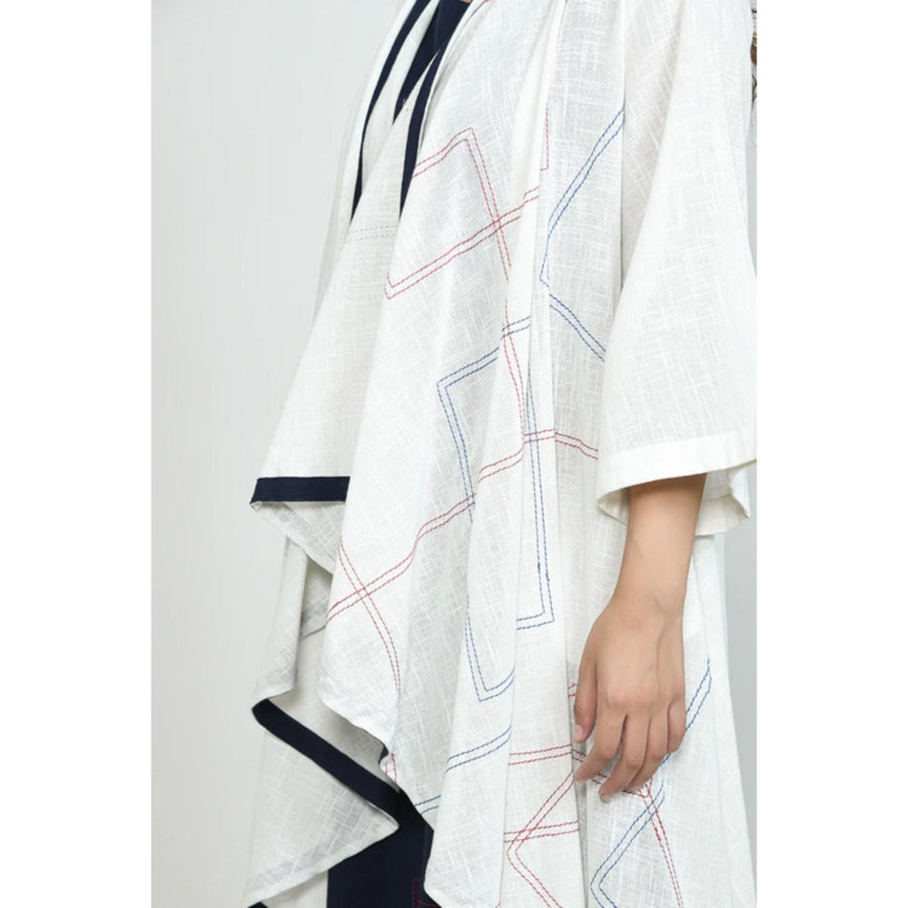 OMAANA White Waterfall Dress with Shrug