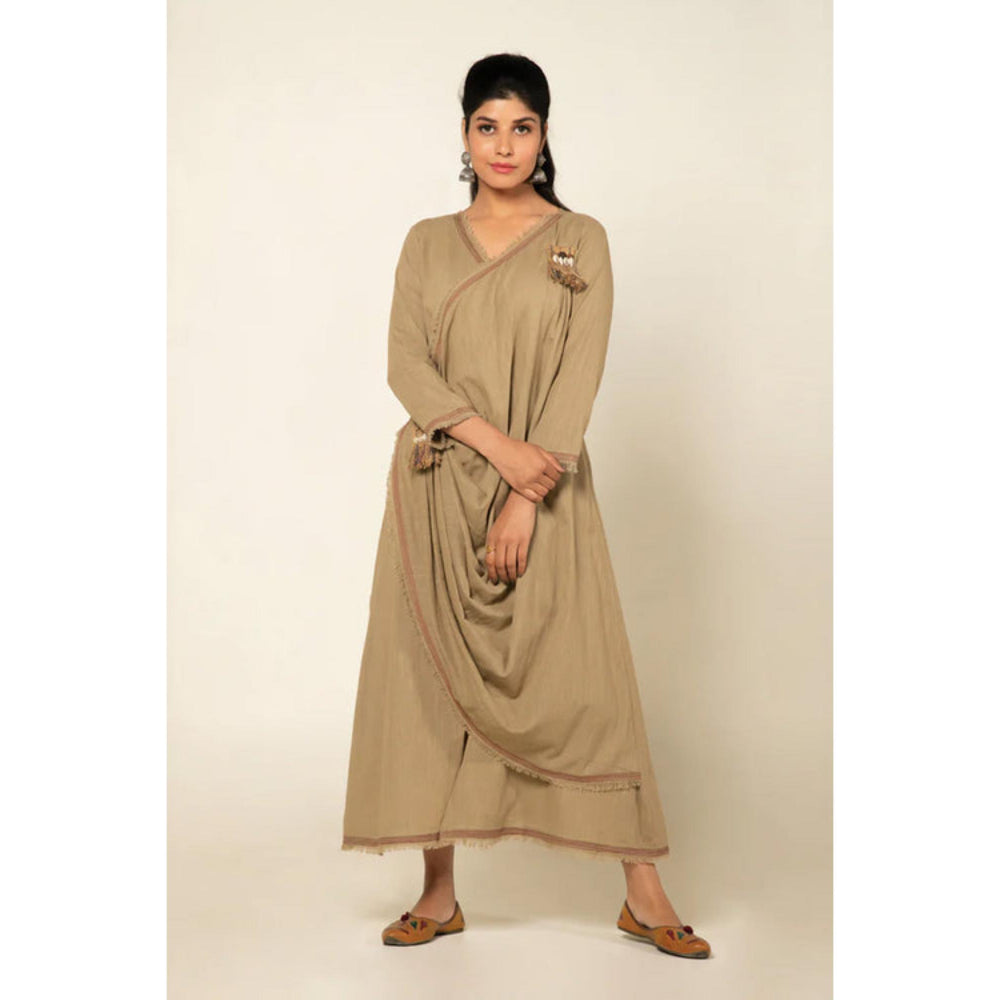 OMAANA Beige Sufi Aza Boho Maxi Dress