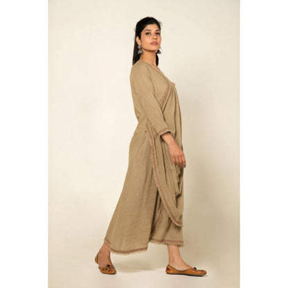 OMAANA Beige Sufi Aza Boho Maxi Dress