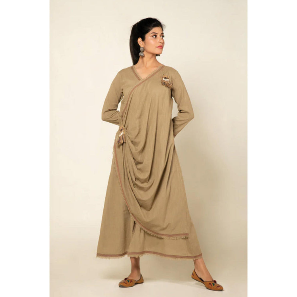 OMAANA Beige Sufi Aza Boho Maxi Dress