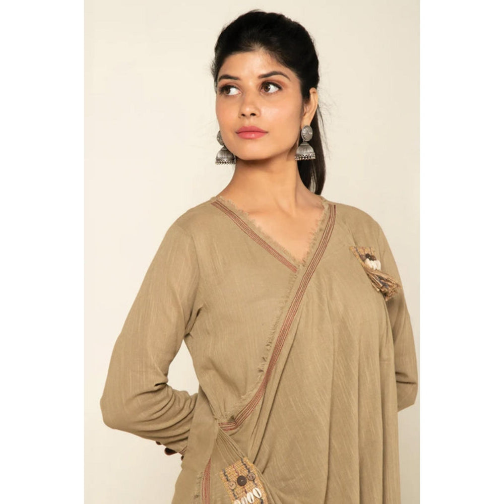 OMAANA Beige Sufi Aza Boho Maxi Dress