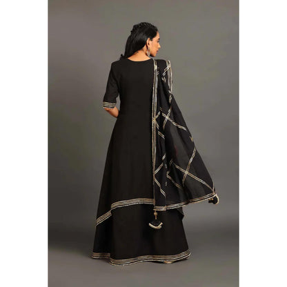OMAANA Black Saira Double Layered Maxi Dress