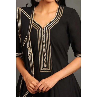 OMAANA Black Saira Double Layered Maxi Dress