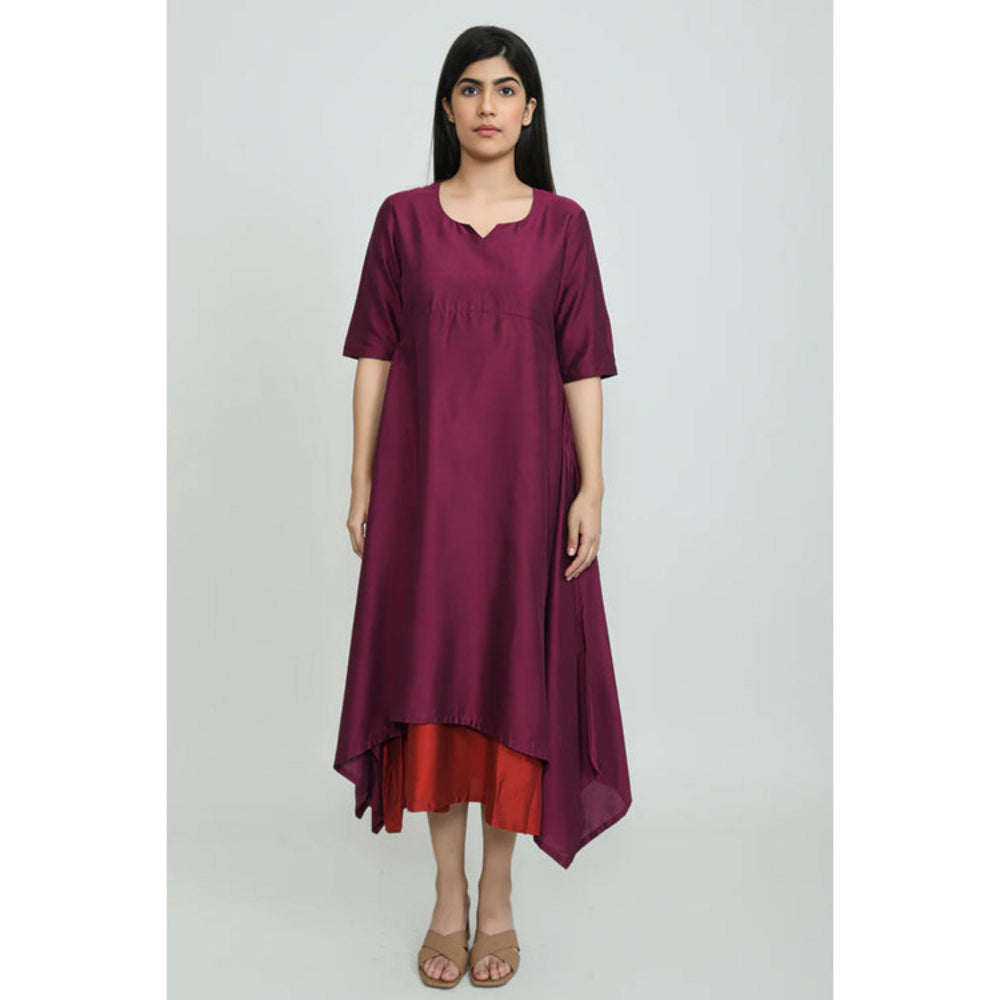 OMAANA Burgandy Luxe Handkerchief Maxi Dress