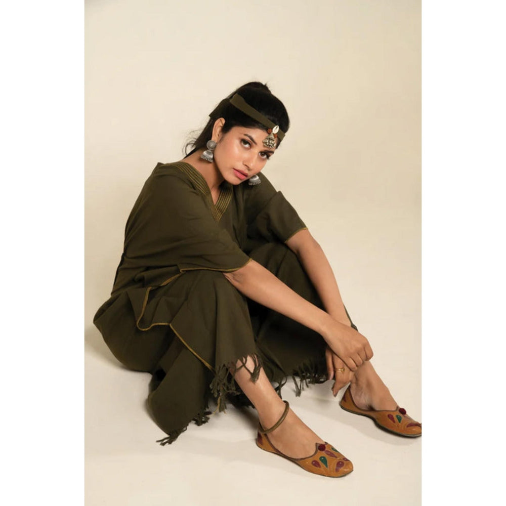 OMAANA Forest Green Sufi Asmi Kaftan Dress