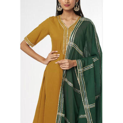 OMAANA Mustard Zara Double Layered Maxi Dress with Dupatta