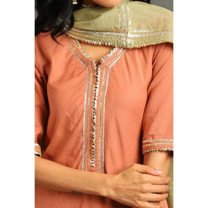 OMAANA Rust Zara Double Layered Maxi Dress