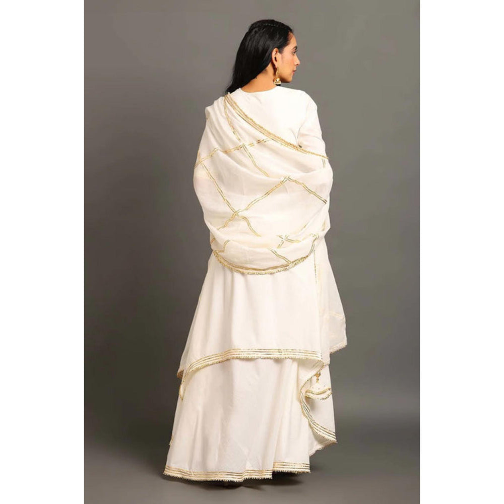 OMAANA White Saira Double Layered Maxi Dress