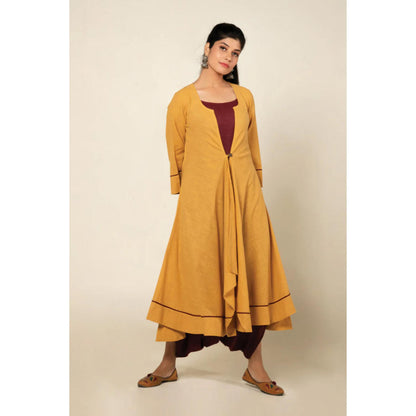OMAANA Maroon Sufi Saanjh Jumpsuit with Overlay
