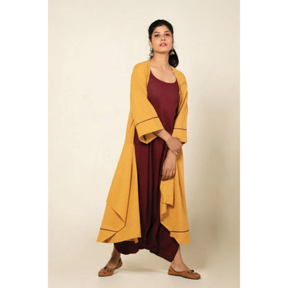 OMAANA Maroon Sufi Saanjh Jumpsuit with Overlay