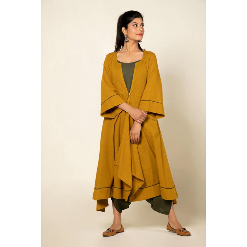 OMAANA Olive Sufi Saanjh Jumpsuit with Overlay