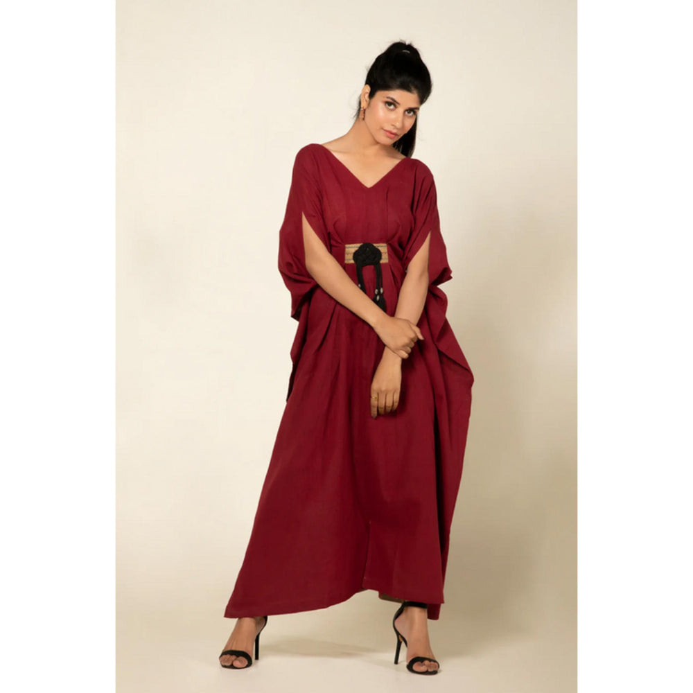 OMAANA Maroon Boho Chic Kaftan Dress