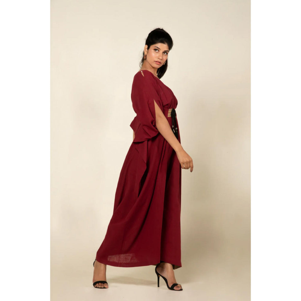 OMAANA Maroon Boho Chic Kaftan Dress
