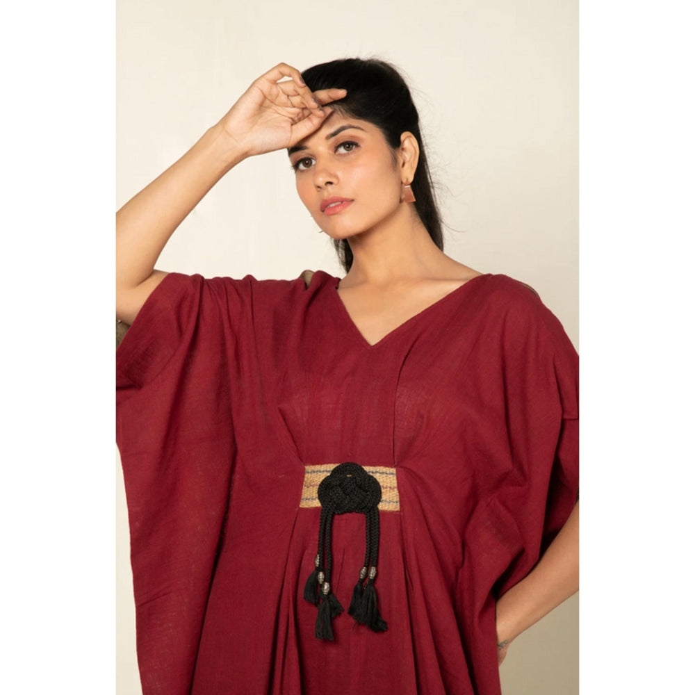 OMAANA Maroon Boho Chic Kaftan Dress