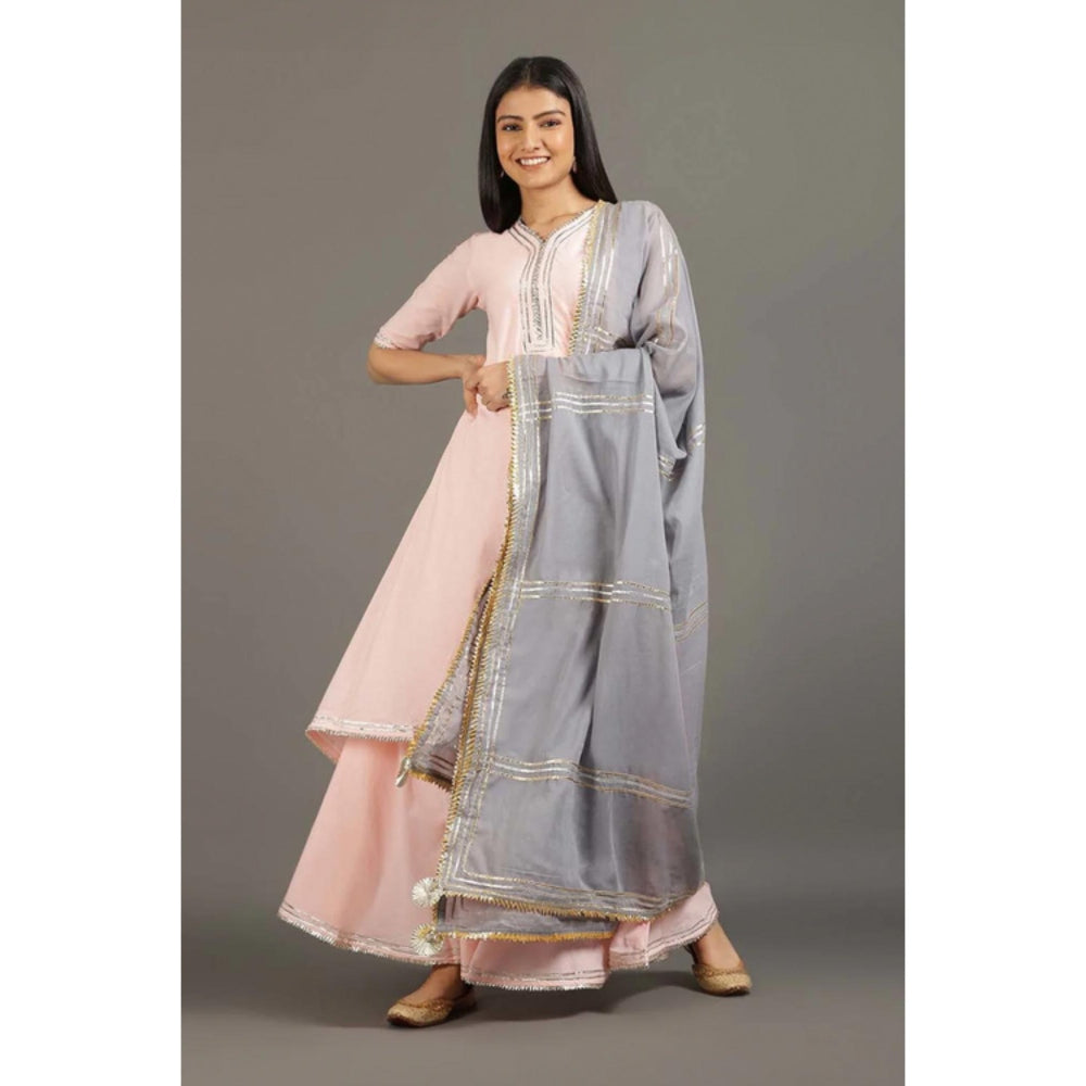 OMAANA Women Cotton Pink Kurta with Sharara and Dupatta